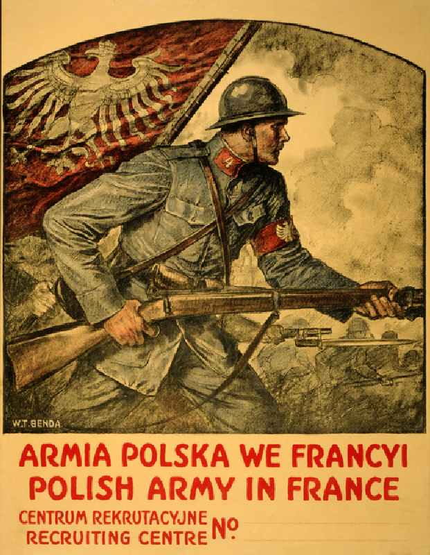 Armia Polska We Francyi, c.1917 (colour litho) van Wladislaw Theodore Benda