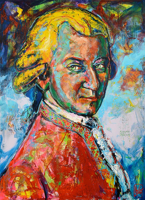 Wolfgang Amadeus Mozart von Wölk Als kunstdruk of als handgeschilderd olieverfschilderij