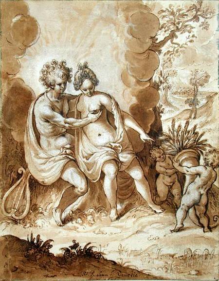 Apollo and Ceres, 1605 (pencil, w/c and white highlighting on van Wolfgang Kilian