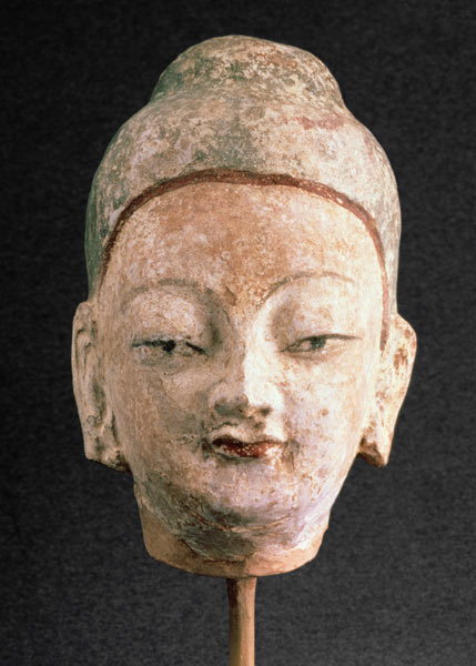Head of a statue of Buddha, from Bezeklik van Xingjiang