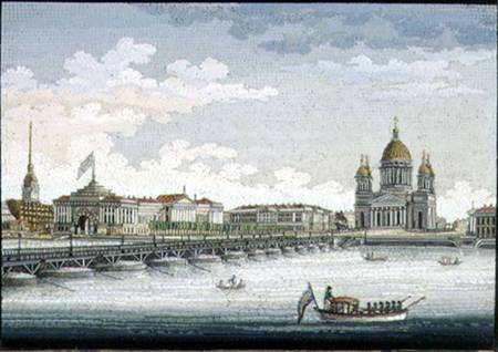 View from the River Neva over St. Isaac's Square and St. Isaac's Bridge van Yegor Yakovlevich Vekler