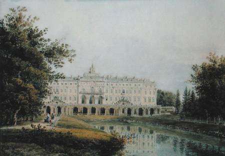 View of the Great Palace of Strelna near St. Petersburg van Yegor Yegorovich Meier