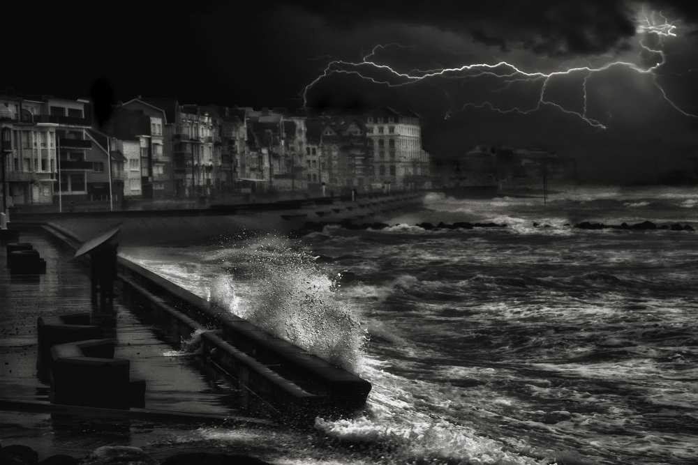 Dark stormy evening in Normandy van Yvette Depaepe