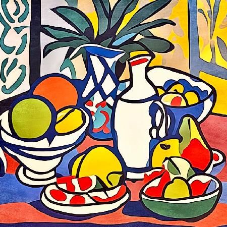 Milch und Obst-Matisse inspired