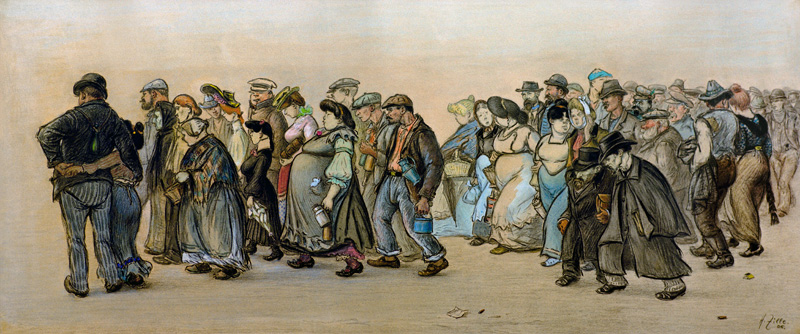 Zille / Spandau Workers  March / 1906 van Heinrich Zille