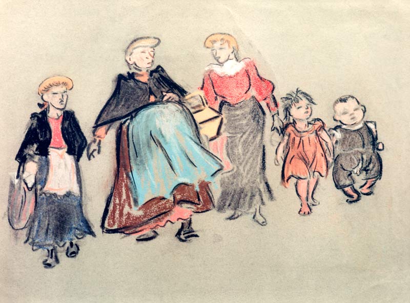 H.Zille, Mutter und Kinder van Heinrich Zille